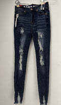 S.O.N.G. Jeans Womens 7/28 Blue High Rise Skinny Ankle Distressed Raw Hem NWT