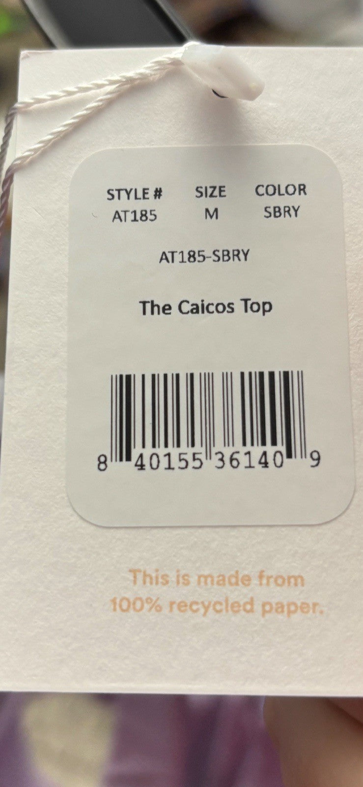 NWT Andie Swim Size M The Caicos SBRY Light Purple Medium