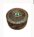 Eye Of The Dragon And Scales Decorative Round Trinket Jewelry Box Figurine 4"Dia
