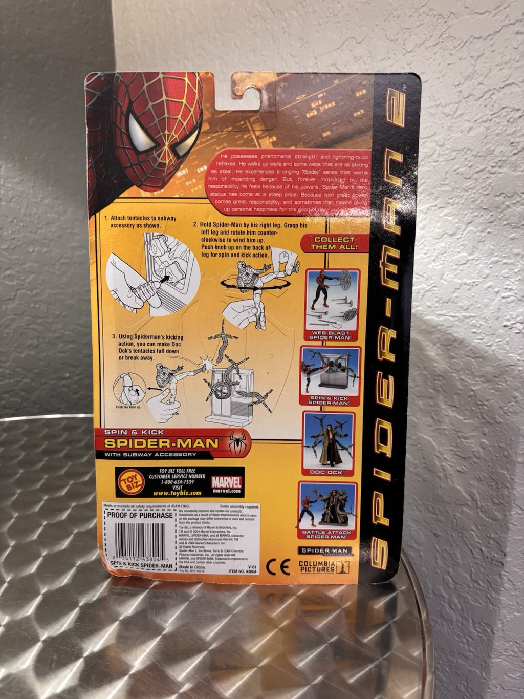 Spider-Man 2 Movie: Spin & Kick Spider-Man Figure Toy Biz 2004 - RARE Nib
