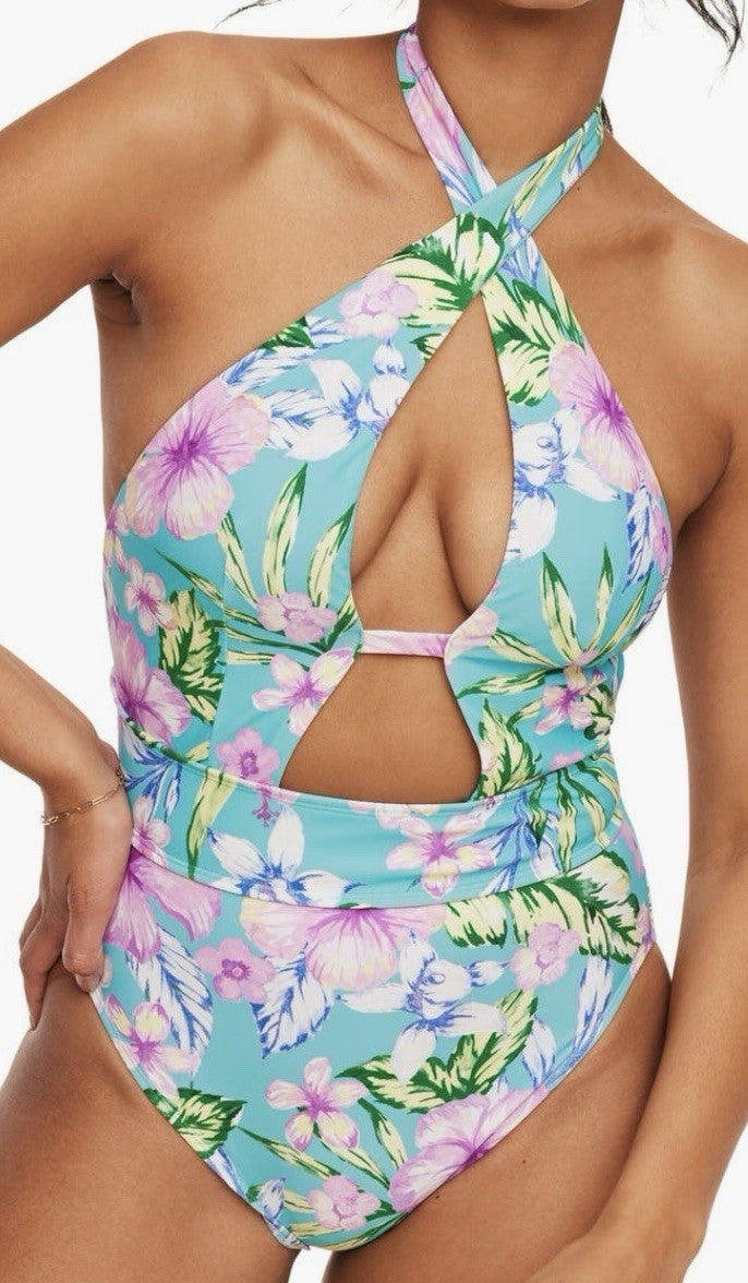 Adore Me Women’s Brinlee Tropical Blue One Piece Multiway Swimsuit Size X-Large