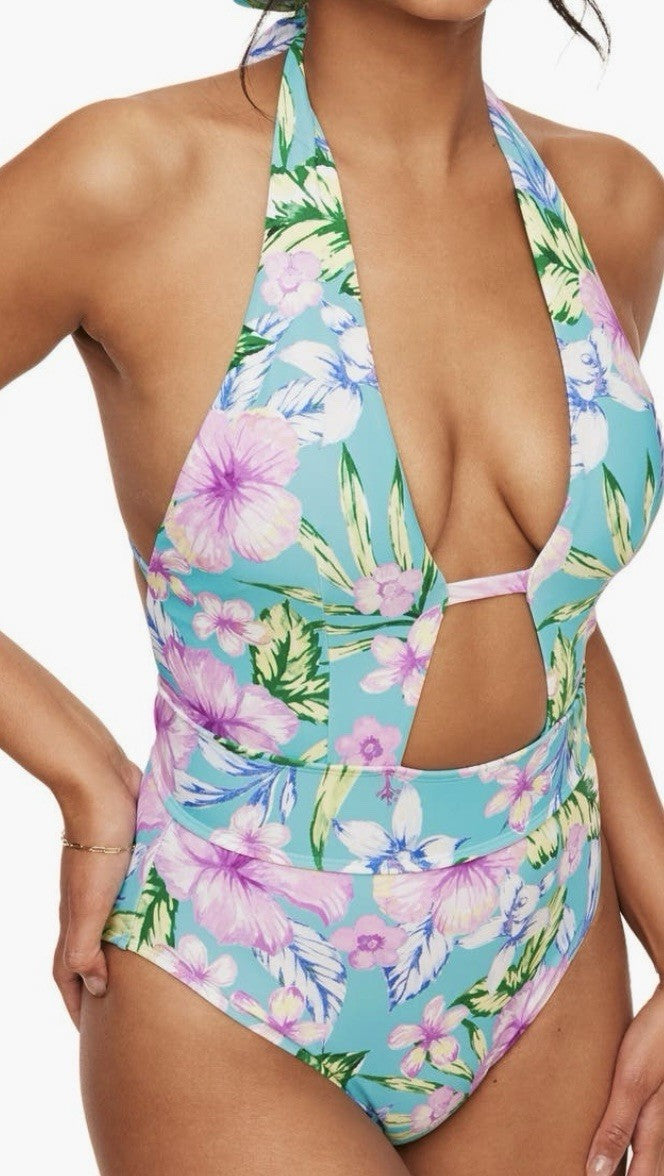 Adore Me Women’s Brinlee Tropical Blue One Piece Multiway Swimsuit Size X-Large
