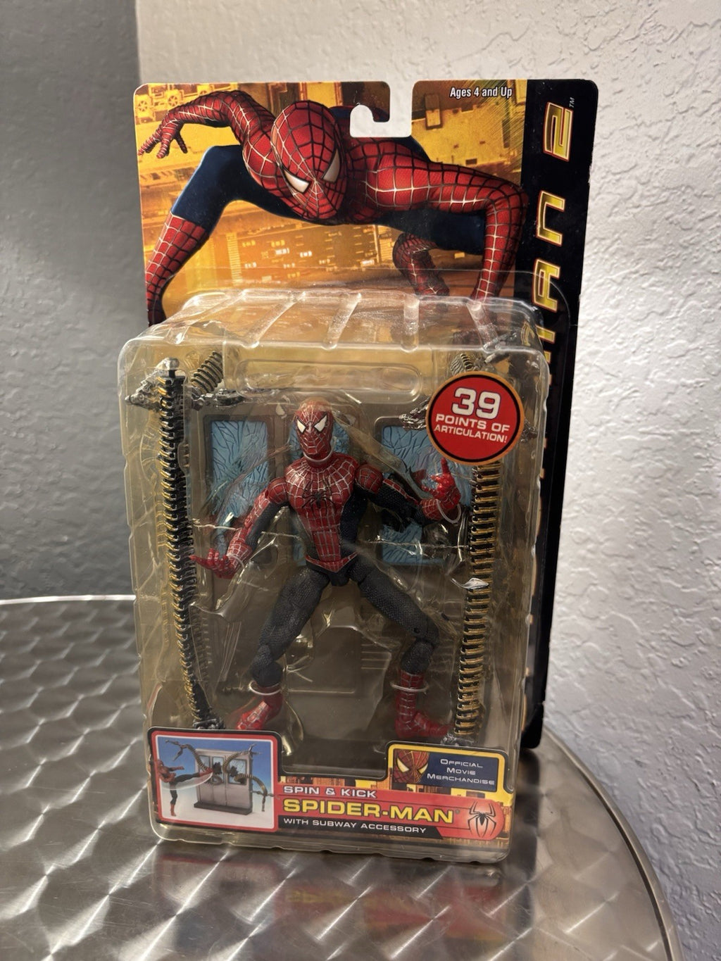Spider-Man 2 Movie: Spin & Kick Spider-Man Figure Toy Biz 2004 - RARE Nib
