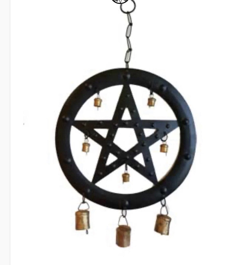 Black Pentagram Wind Chime - 9 1/2"