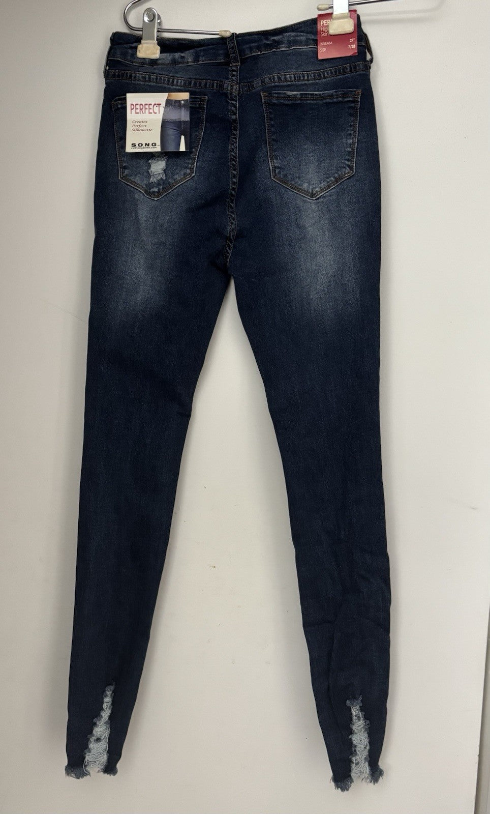 S.O.N.G. Jeans Womens 7/28 Blue High Rise Skinny Ankle Distressed Raw Hem NWT
