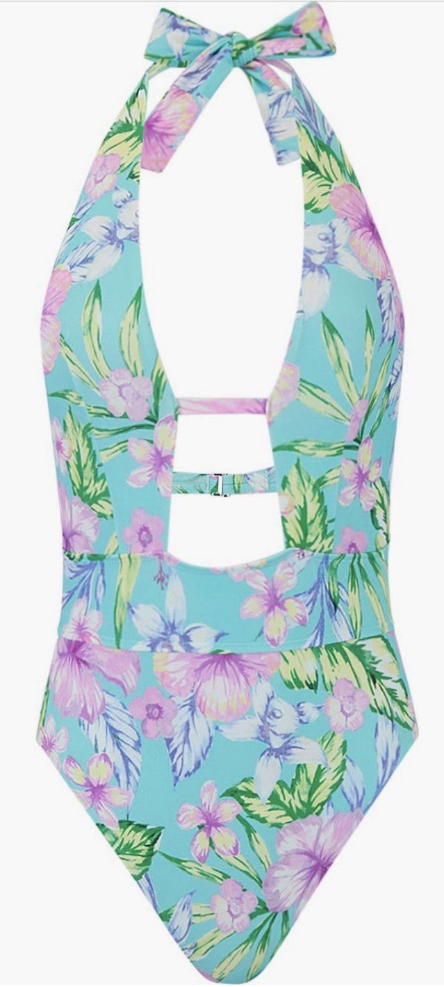 Adore Me Women’s Brinlee Tropical Blue One Piece Multiway Swimsuit Size X-Large