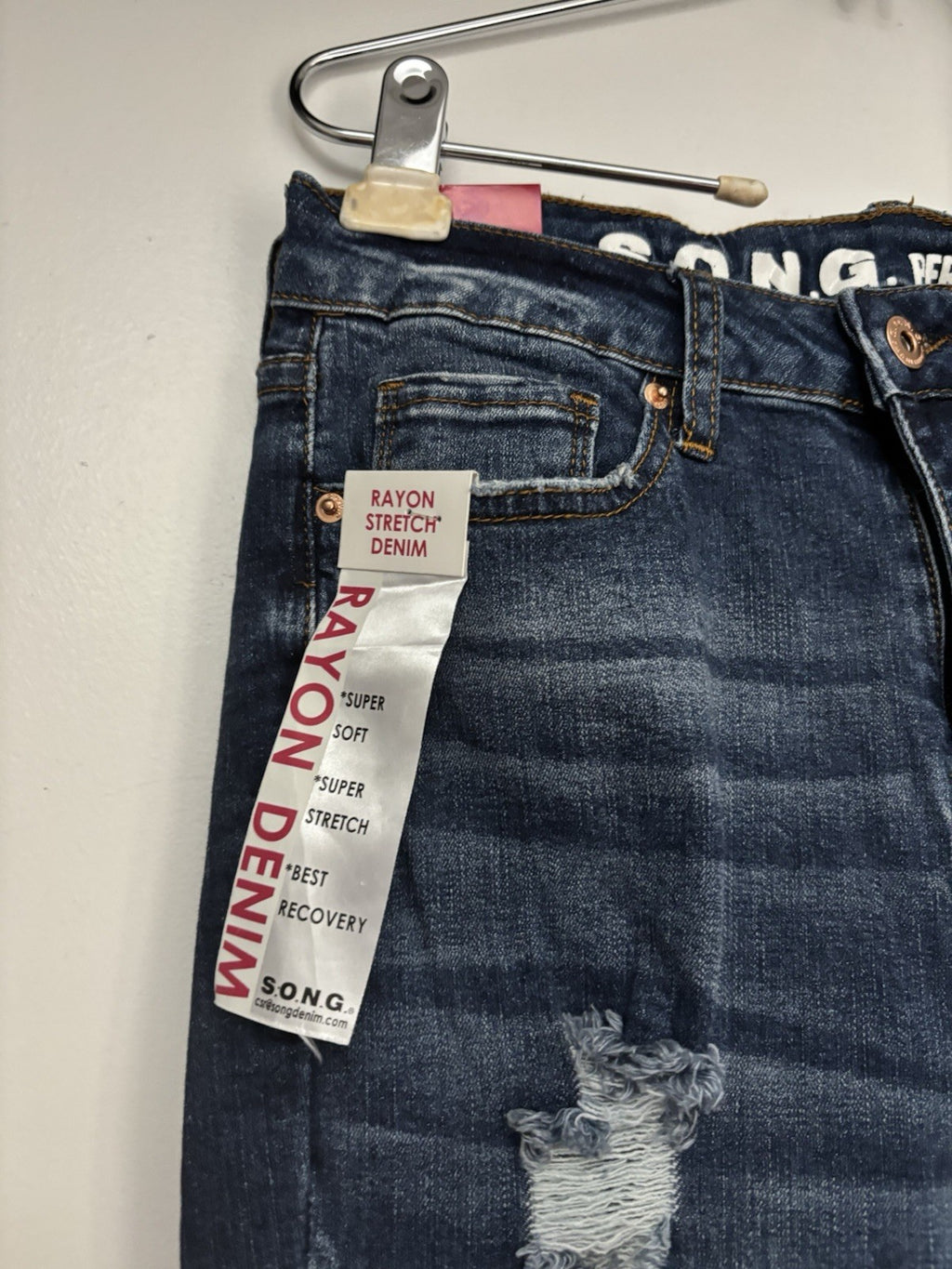 S.O.N.G. Jeans Womens 7/28 Blue High Rise Skinny Ankle Distressed Raw Hem NWT