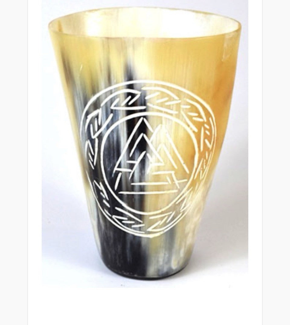 4" Norse Valknut Buffalo Horn Mug