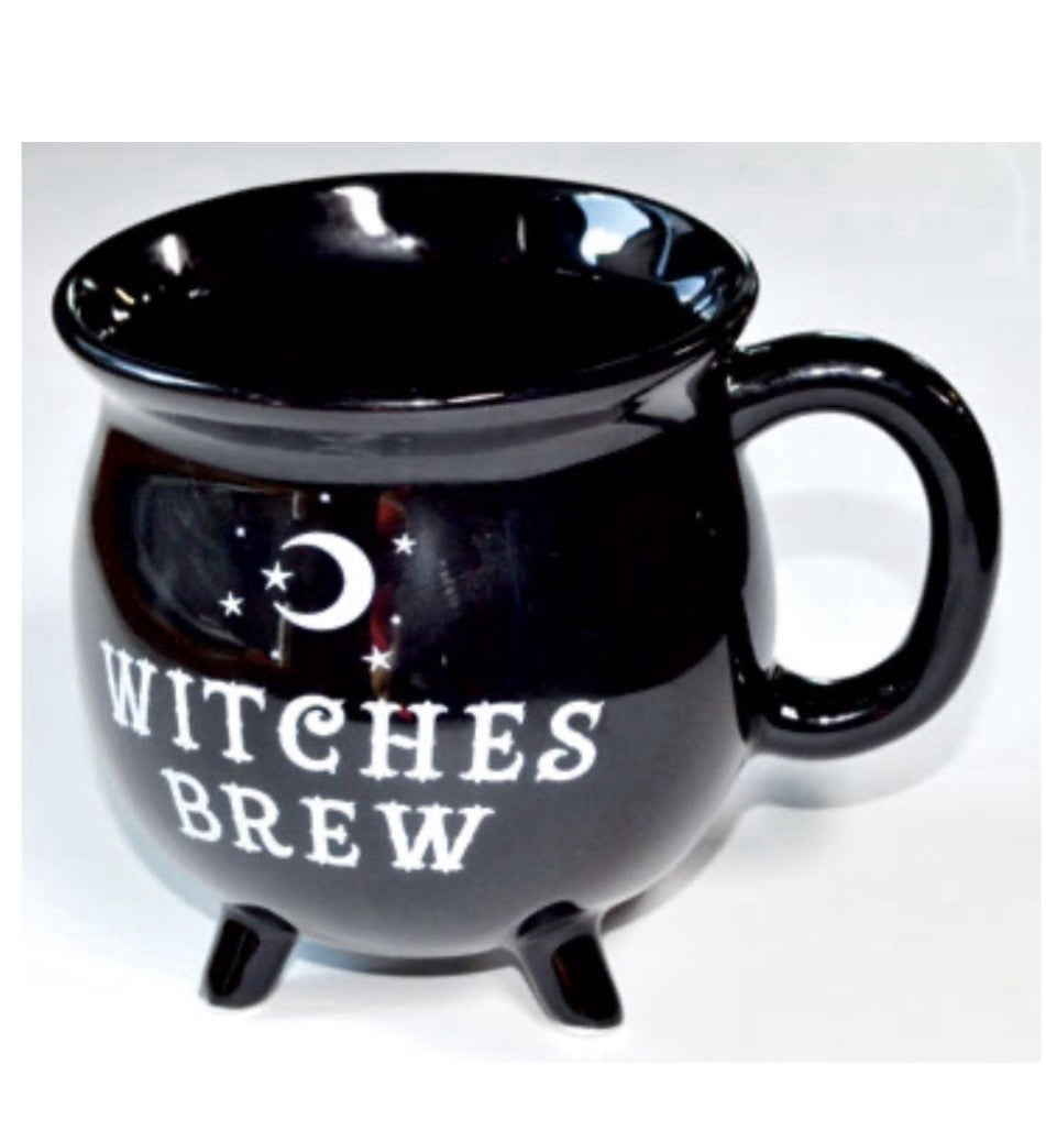 Witches Brew Cauldron Mug – Black Stoneware Coffee Tea Cup Gothic Witchy Gift