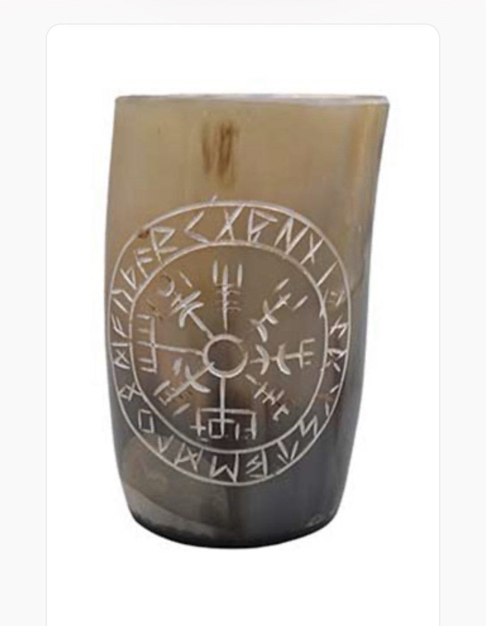 4" Rune Buffalo Horn Mug