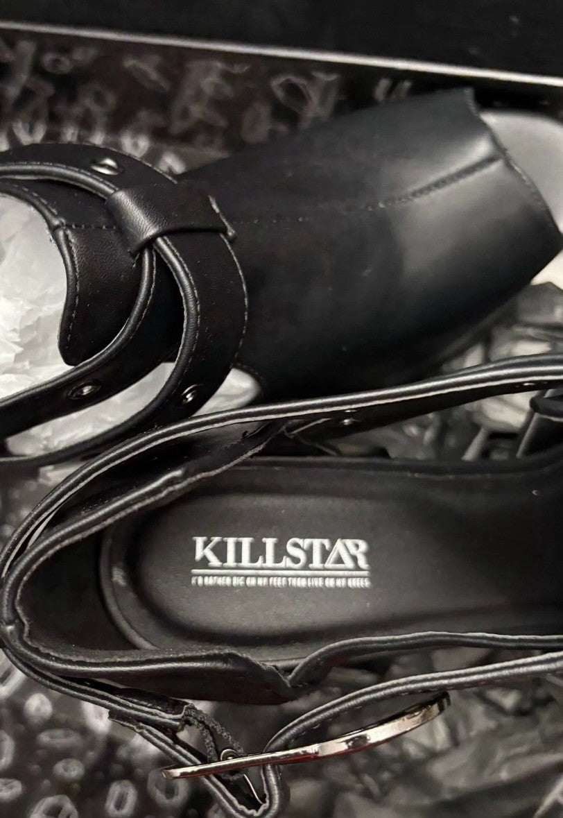 Killstar Platform Heels Pentagram  Buckles. Goth Punk Mule Shoes Crucifreak US10
