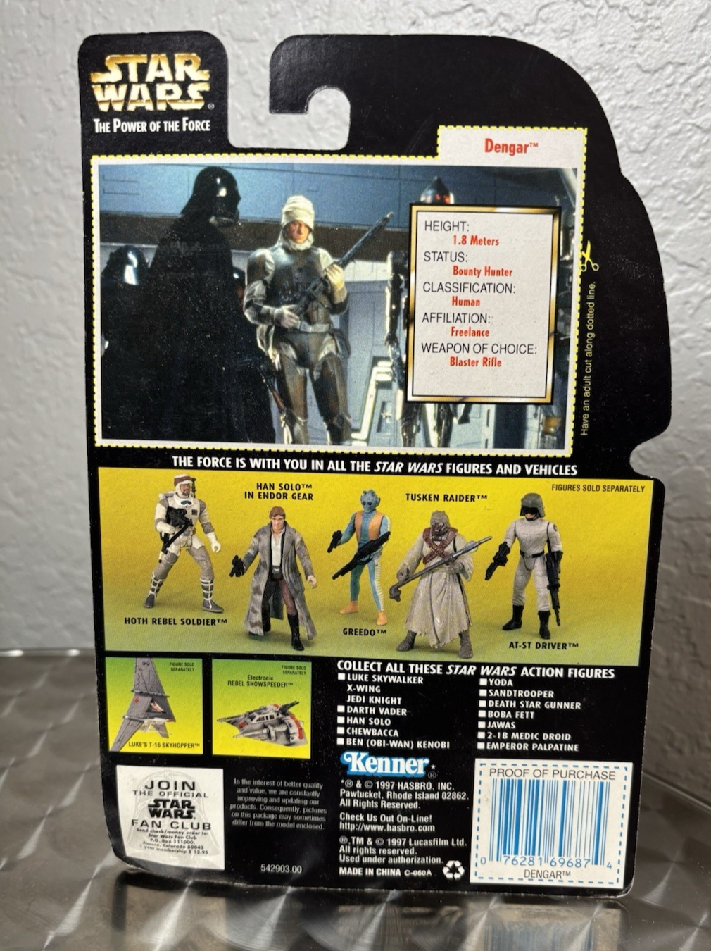 Kenner Star Wars The Power Of The Force Dengar With Blaster Rifle 1997 NIB