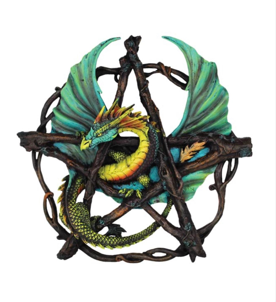 Forest Pentagram Dragon Wall Plaque 13"