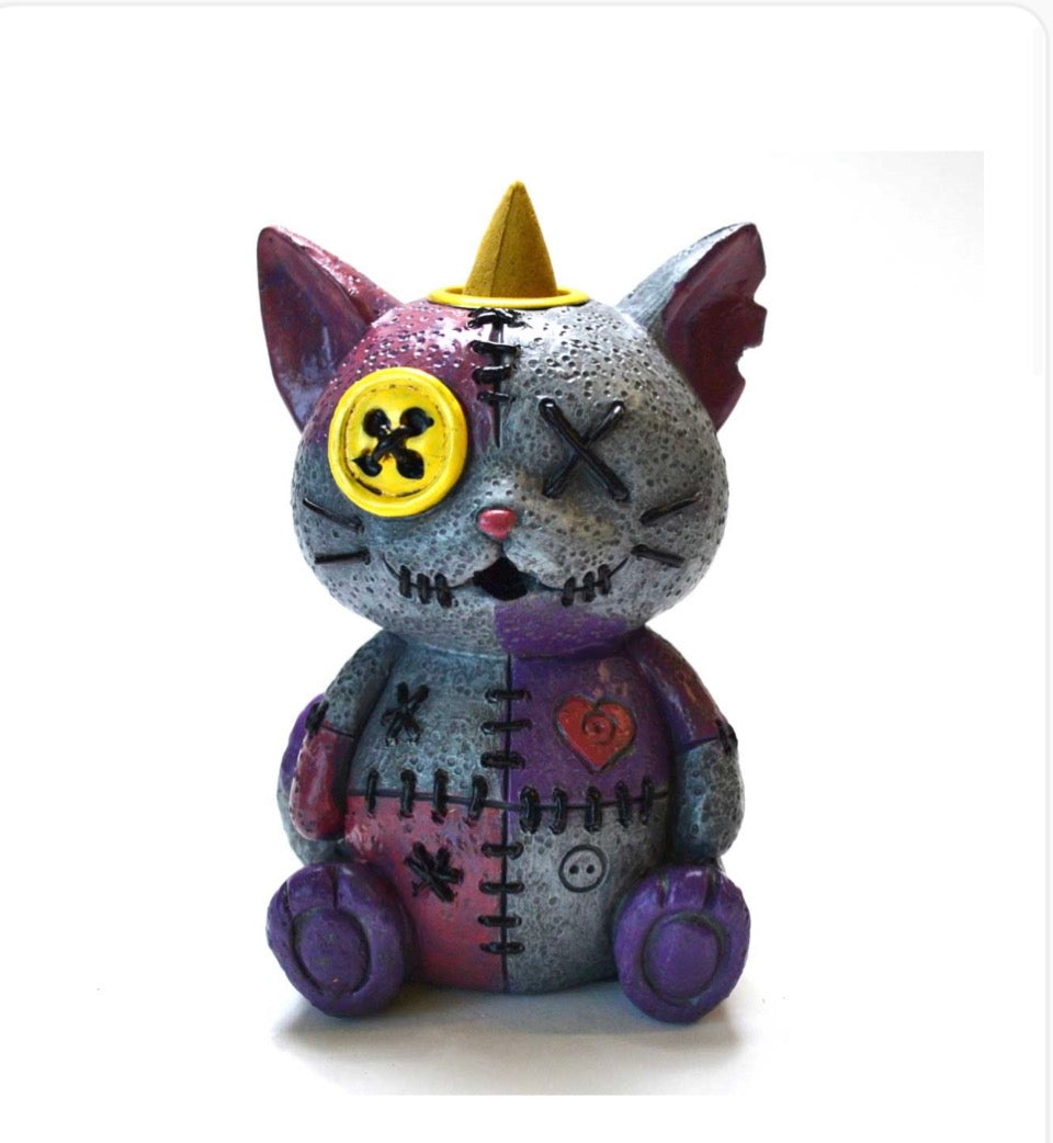 4 1/4" Cat Voodoo Doll Backflow Incense Burner