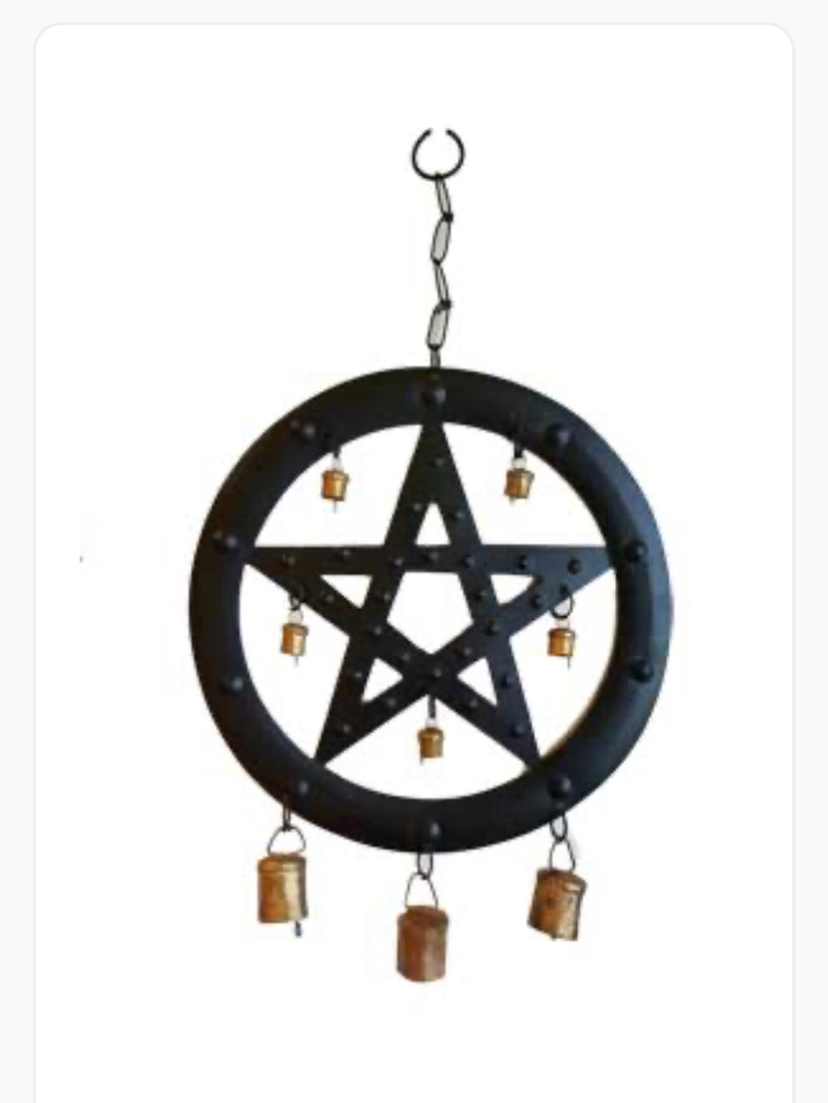 9 1/2" Black Pentagram Wind Chime