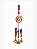 Multicolor Beaded Spiral Wind Chime - Metal & Wood Hanging Decor with Bells