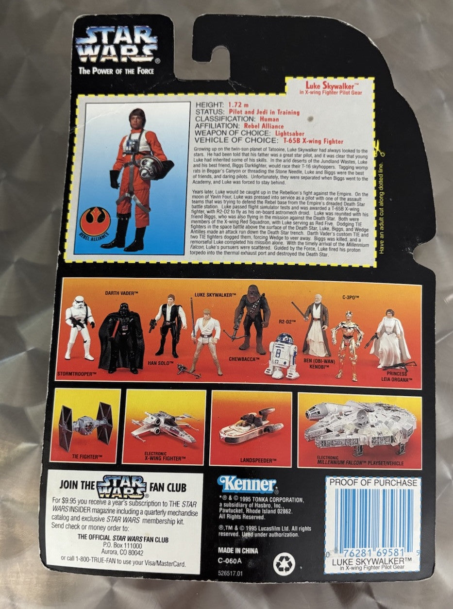 NEW STAR WARS The Power of the Force LUKE SKYWALKER Pilot 1995 Action Figure